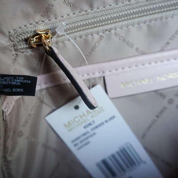 Michael Kors Kenly Medium Backpack Pebbled Leather Pink Gold Toned Studs main image 7
